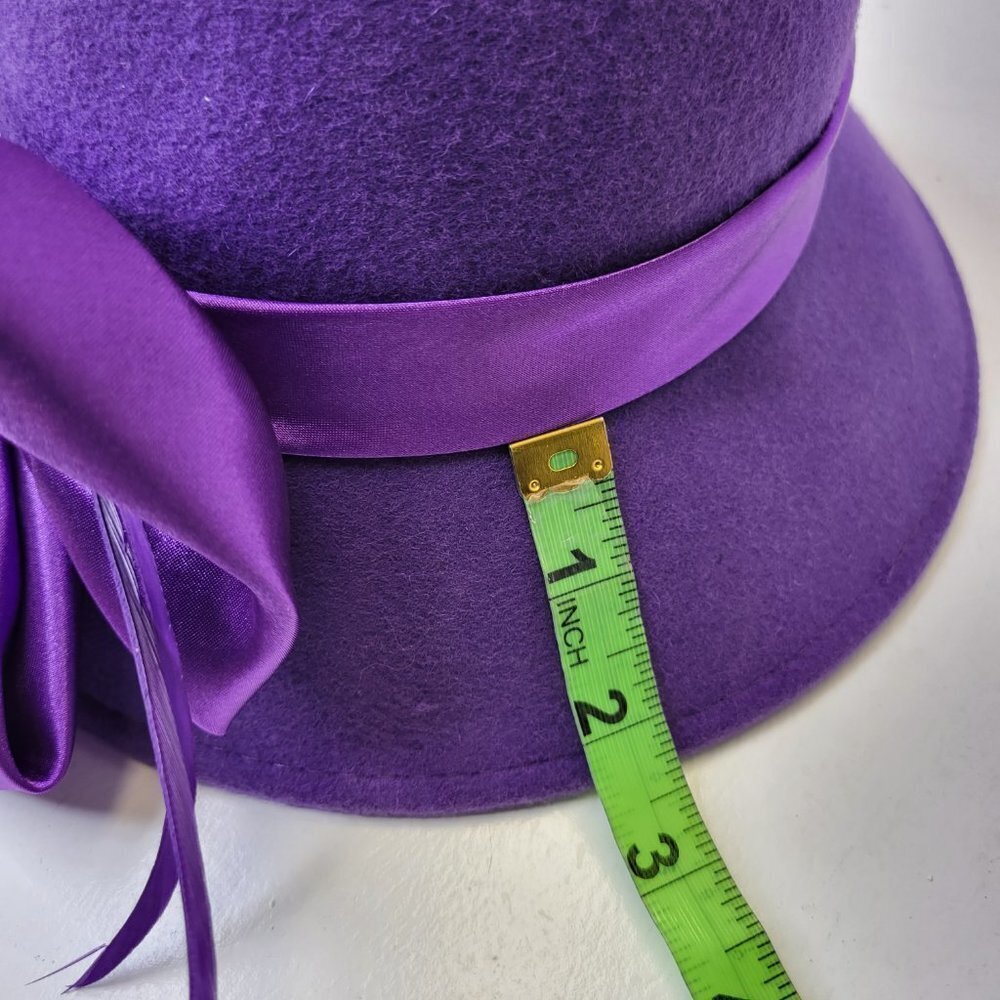 Purple Wool Hat, Purple Satin, Bucket Dress Hat,Church Hat- NEW - Picture 10 of 16
